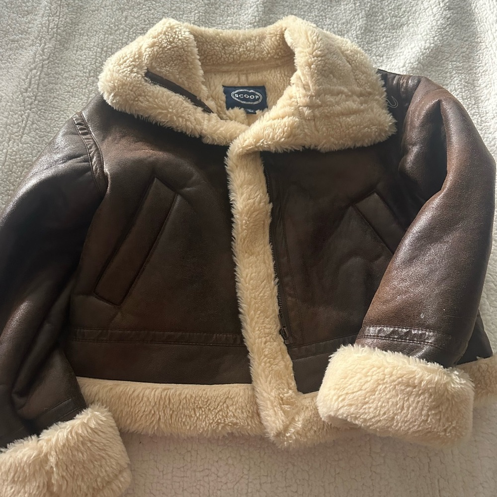 Women's Brown and Cream Shearling Jacket